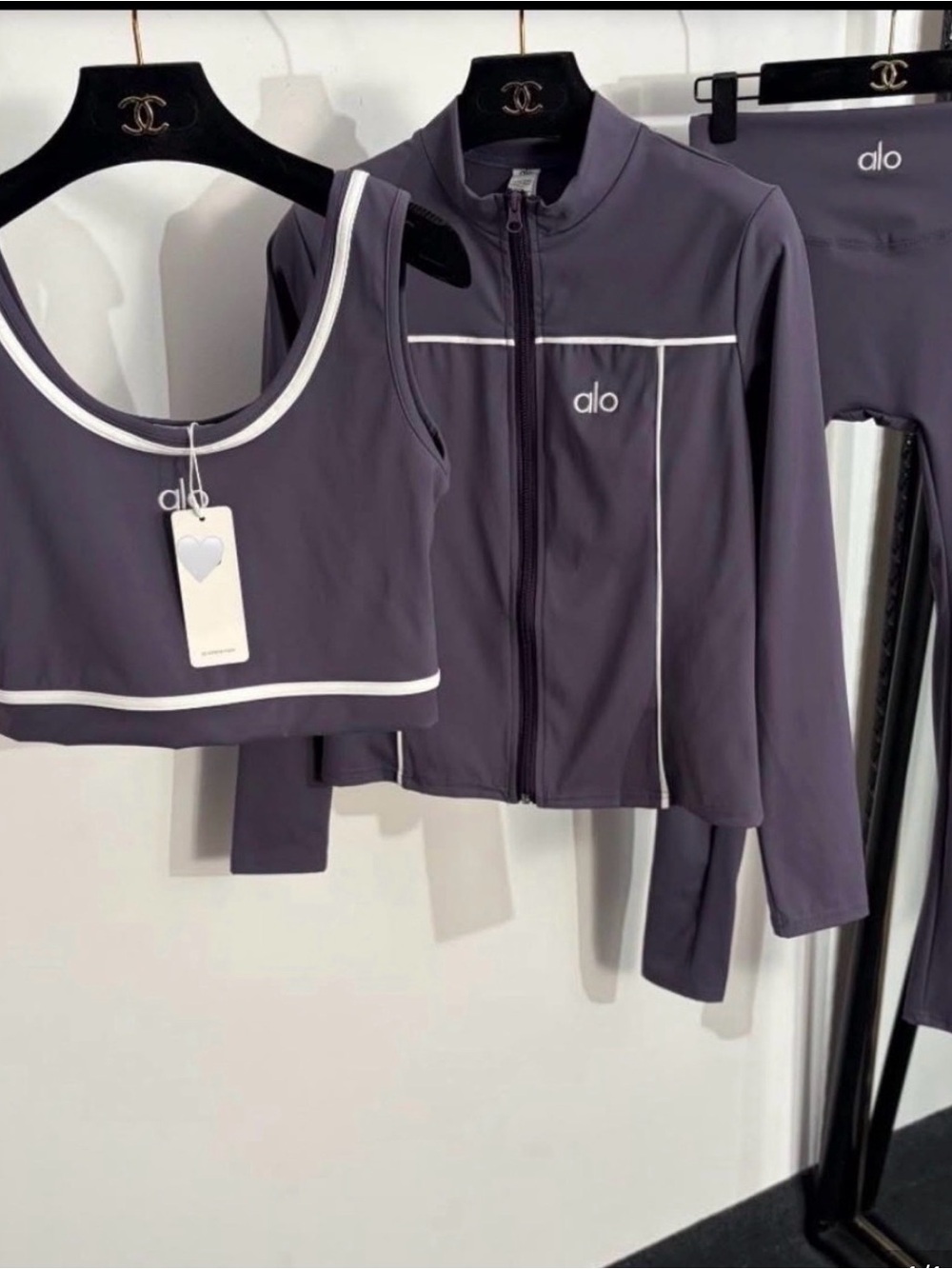 ALO Yoga purple  Zip-Front Utility Jacket with White Piping